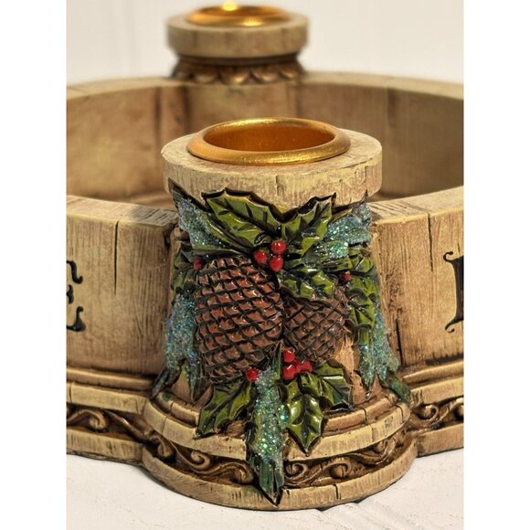 Fioretti Hope Advent Wreath Candle Holder Glitter Pine Cone Edge 6” Square - Picture 2 of 9